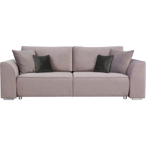 INOSIGN 3-Sitzer BEATRICE optionale Schlafsofa mit Bettkasten, B/T/H 250/107/92 cm, wahlweise mit Bettfunktion, incl. 2 Zierkissen, Wellenfederung