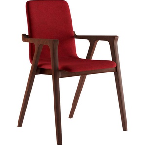 Armlehnstuhl INOSIGN AXA Stühle Gr. B/H/T: 58 cm x 88 cm x 57 cm, 1 St., Microfaser Veloursoptik, Massivholz, rot (bordeaux, nuss) Armlehnstühle
