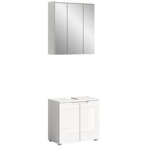 INOSIGN Badmöbel-Set CAPRI, 2-teilig, mit eingefasster Griffmulde, bestehend aus:, Waschbeckenunterschrank und Spiegelschrank