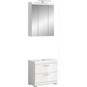 INOSIGN Badmöbel-Set Siena, 2 teilig, inklusive LED Beleuchtung, bestehend aus:, (Set), Waschbeckenunterschrank, Spiegelschrank, LED Badaufsatzleuchte