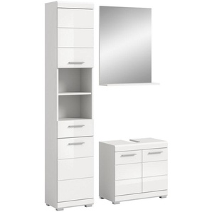 INOSIGN Badmöbel-Set Siena, 3 teilig, bestehend aus:, (Set), Hochschrank, Waschbeckenunterschrank, Spiegel