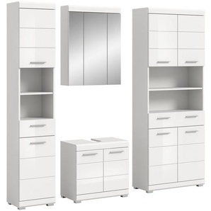 INOSIGN Badmöbel-Set Siena, 4 teilig, bestehend aus:, (Set), Hochschrank schmal, WBU, Spiegelschrank, Hochschrank breit
