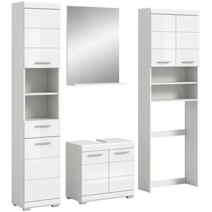 INOSIGN Badmöbel-Set Siena, 4 teilig, bestehend aus:, (Set), Hochschrank, WBU, Badspiegel, Waschmaschinenumbauschrank