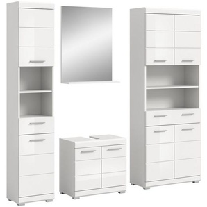 INOSIGN Badmöbel-Set Siena, 4 teilig, bestehend aus:, (Set), Hochschrank, Waschbeckenunterschrank, Badspiegel, Hochschrank breit