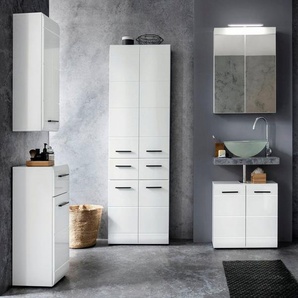 INOSIGN Badmöbel-Set Sovana, (Set, 3-St), Badezimmermöbel - Spiegel mit Beleuchtung, Hochschrank und Waschtisch