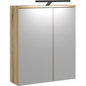 INOSIGN Badspiegel Oslo, Spiegelschrank in Eiche Evoke, Spiegel im skandinavischen Design, Aufbewahrungsschrank mit 2 Spiegeltüren, mit LED