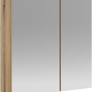 INOSIGN Badspiegel Oslo, Spiegelschrank in Eiche Evoke, Spiegel im skandinavischen Design, Aufbewahrungsschrank mit 2 Spiegeltüren, wahlweise mit LED