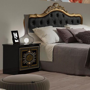 Bett INOSIGN ALICE Betten Gr. Liegefläche B/L: 180 cm x 200 cm Betthöhe: 25 cm, kein Härtegrad, ohne Matratze, schwarz (schwarz, gold) Bettgestell Bettgestelle Betten