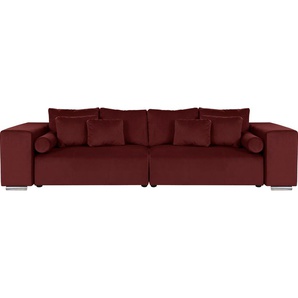 Big-Sofa INOSIGN Aliya Sofas Gr. B/H/T: 290 cm x 80 cm x 110 cm, Samtoptik, rot XXL Sofas incl. Bettfunktion und Bettkasten, Breite 290 cm,incl. Zierkissen