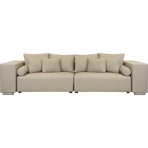 Big-Sofa INOSIGN Aliya Sofas Gr. B/H/T: 290 cm x 80 cm x 110 cm, Struktur, beige (creme) XXL Sofas incl. Bettfunktion und Bettkasten, Breite 290 cm,incl. Zierkissen