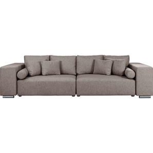 Big-Sofa INOSIGN Aliya Sofas Gr. B/H/T: 290 cm x 80 cm x 110 cm, Struktur fein, braun (mittelbraun) XXL Sofas incl. Bettfunktion und Bettkasten, Breite 290 cm,incl. Zierkissen
