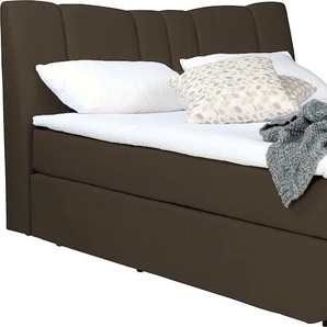Boxbett INOSIGN Hailey Komplettbetten Gr. Microfaser Polyester, Liegefläche B/L: 160 cm x 200 cm Betthöhe: 58 cm, Gewicht bis: 120 kg + 100 kg H3 + H4, 7-Zonen-Taschen-Federkernmatratze, braun (mud) Boxspringbett Boxspringbetten ohne Bettkasten neues