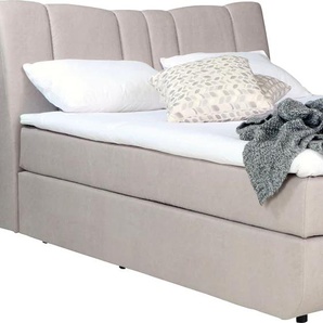 Boxbett INOSIGN Hailey Komplettbetten Gr. Microfaser Polyester, Liegefläche B/L: 160 cm x 200 cm Betthöhe: 58 cm, Gewicht bis: 120 kg + 100 kg H3 + H4, 7-Zonen-Taschen-Federkernmatratze, silberfarben (silver) Boxspringbett Boxspringbetten ohne Bettkasten