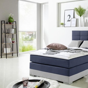 Boxspringbett INOSIGN Komplettbetten Gr. Microfaser-Bezug aus Polyester, Liegefläche B/L: 120 cm x 200 cm, Gewicht bis: 80 kg H2, Bonnell-Federkernmatratze, blau Bett Boxspringbett Polsterbetten Boxspringbetten ohne Bettkasten Komplettbetten inklusive
