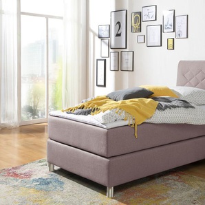 Boxspringbett INOSIGN Parla Komplettbetten Gr. Struktur fein, Liegefläche B/L: 100 cm x 200 cm, Gewicht bis: 100 kg H3, 7-Zonen-Kaltschaummatratze, rosa (flamingo, rose) Boxspringbetten ohne Bettkasten Komplettbetten incl. Topper, 4 Farben in Breiten, 2