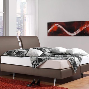 Boxspringbett INOSIGN Polo Komplettbetten Gr. Kunstleder, Liegefläche B/L: 140 cm x 200 cm Betthöhe: 50 cm, Gewicht bis: 100 kg H3, Bonnell-Federkernmatratze, grau (taupe) Bett Boxspringbett Kunstlederbett Boxspringbetten ohne Bettkasten Komplettbetten in