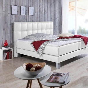 Boxspringbett INOSIGN Tavira Komplettbetten Gr. Kunstleder, Liegefläche B/L: 100 cm x 200 cm Betthöhe: 50 cm, Gewicht bis: 80 kg H2, 7-Zonen-Kaltschaummatratze, weiß Boxspringbetten ohne Bettkasten Komplettbetten in 4 Breiten, Farben und 3 Matratzenarten,