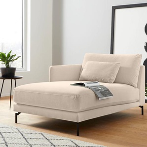 Chaiselongue INOSIGN Tarek Sofas Gr. B/H/T: 157 cm x 85 cm x 110 cm, Samtoptik, Chaiselongue links, beige (cream) Chaiselongues mit losen Rückenkissen