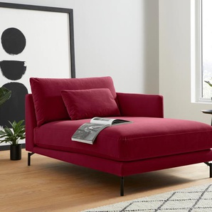 Chaiselongue INOSIGN Tarek Sofas Gr. B/H/T: 157 cm x 85 cm x 110 cm, Samtoptik, Chaiselongue rechts, rot (weinrot) Chaiselongues mit losen Rückenkissen