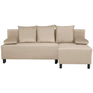 INOSIGN Ecksofa IWALANI, Schlafsofa mit Bettkasten, Recamiere beidseitig montierbar, L-Form, B/T/H 199/135/83 cm, Struktur weich & Velvet
