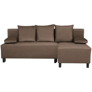 INOSIGN Ecksofa IWALANI, Schlafsofa mit Bettkasten, Recamiere beidseitig montierbar, L-Form, B/T/H 199/135/83 cm, Struktur weich & Velvet