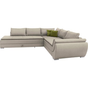 INOSIGN Ecksofa Göteborg, mit Boxspring-Bettfunktion und Bettkasten, Dauerschlaffunktion, Topper