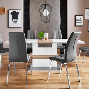 INOSIGN Essgruppe »Perez/Lila«, (Set, 5 tlg.), mit 4 Stühlen, Tisch ausziehbar, Breite 160-200 cm