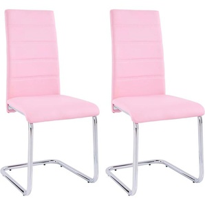 Freischwinger INOSIGN Adora Stühle Gr. B/H/T: 43 cm x 99 cm x 53 cm, 2 St., Kunstleder, Metall, pink (pink, silberfarben) Freischwinger (2 oder 4 Stück) Bezug in Kunstleder, verchromtes Metallgestell
