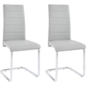 Freischwinger INOSIGN Adora Stühle Gr. B/H/T: 43 cm x 99 cm x 53 cm, 4 St., Kunstleder, Metall, grau (grau, silberfarben) Freischwinger Stühle (2 oder 4 Stück) Bezug in Kunstleder, verchromtes Metallgestell