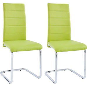 Freischwinger INOSIGN Adora Stühle Gr. B/H/T: 43 cm x 99 cm x 53 cm, 4 St., Kunstleder, Metall, grün (grün, silberfarben) Freischwinger Stühle (2 oder 4 Stück) Bezug in Kunstleder, verchromtes Metallgestell