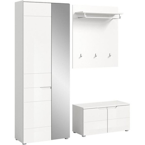 INOSIGN Garderoben-Set CAPRI, 3-teilig, mit eingefasster Griffmulde, bestehend aus:, (3-St), Garderobenschrank, Sitzbank und Garderobenpaneel