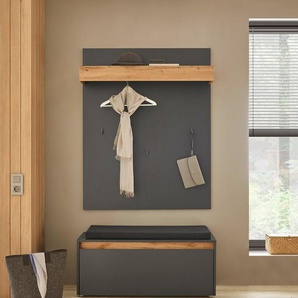 INOSIGN Garderoben-Set GIRON/ CiTY, Garderobe in Wotan Eiche, moderner Garderobenschrank, (Komplett-Set, 2-St), enthält Garderobenpaneel & Schuhbank inkl. Sitzkissen, 100 cm breit