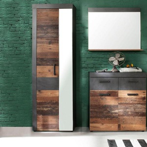 INOSIGN Garderoben-Set Ilana, (Set, 3-St), Garderobenmöbel im modernen Industrial Style mit antikfarbenen Griffen