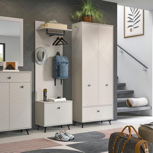 INOSIGN Garderoben-Set Mento, 5-teilig, Ornamentfräsung in der Front, bestehend aus:, (Set, 5-St), Schuhkommode, Spiegel, Sitzbank, Garderobenpaneel, Garderobenschrank
