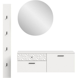 INOSIGN Garderoben-Set VICENZA, 3-tlg., mit foraler Ornamentabsetzung in der Front, (3-St), best. aus.: Schuhschrank, Spiegelschrank und Hakenpaneel