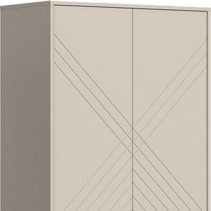 INOSIGN Garderobenschrank Mento, Höhe 190cm, 2 Türen, 1 Klappe, 4 Einlegeböden, 6 Fächer Metall Knopfgriffe & Y-Füße, Front mit Ornamentfräsung, Kleiderschrank