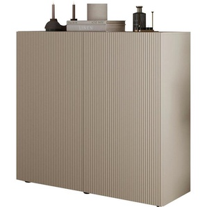 INOSIGN Highboard Rio Höhe 111 cm u. Breite 120 cm, Kommode mit 2 Türen, geriffelte Front, modern u. elegant, viel Stauraum
