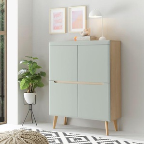 INOSIGN Highboard Torge, Kommode, Schrank, Sideboard, Anrichte, Mehrzweckschrank (1 St), abgeschrägte Füße, drei Farben, Scandi Design, 107 cm breit