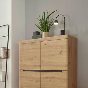INOSIGN Highboard Torge, Kommode, Schrank, Sideboard, Anrichte, Mehrzweckschrank (1 St), abgeschrägte Füße, drei Farben, Scandi Design, 107 cm breit