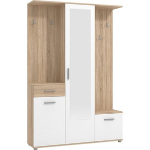 INOSIGN Kompaktgarderobe Martin Flurgarderobe, Dielenschrank, Flurmöbel, Breite 134 cm Schuhschrank, mit Spiegel, in modernen Farben, mit 10 Haken