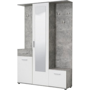 INOSIGN Kompaktgarderobe Martin Flurgarderobe, Dielenschrank, Flurmöbel, Breite 134 cm Schuhschrank, mit Spiegel, in modernen Farben, mit 10 Haken