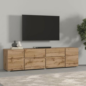 INOSIGN Lowboard Asymetric, Breite 195 cm, grifflos, 2Klappen/2Schubkästen/2Tür, TV-Schrank mit viel Stauraum, TV-Board