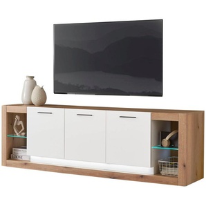 INOSIGN Lowboard Brixen, moderner TV-Schrank, Kommode in Eiche Evoke Dekor mit Weiß, Metallgriffe, ausreichend Stauraum, vielseitig einsetzbar