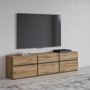 INOSIGN Lowboard Cross, moderne grifflose TV-Kommode,3 Klappen/3 Schubkästen, Breite 180 cm, TV-Schrank mit viel Stauraum, TV-Board