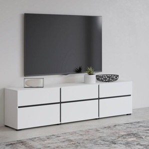 INOSIGN Lowboard Cross, moderne grifflose TV-Kommode,3 Klappen/3 Schubkästen, Breite 180 cm, TV-Schrank mit viel Stauraum, TV-Board