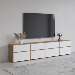 INOSIGN Lowboard Cross, moderne grifflose TV-Kommode,4 Klappen/4 Schubkästen, Breite 225 cm, TV-Schrank mit viel Stauraum, TV-Board