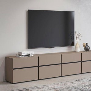 INOSIGN Lowboard Cross, moderne grifflose TV-Kommode,4 Klappen/4 Schubkästen, Breite 225 cm, TV-Schrank mit viel Stauraum, TV-Board