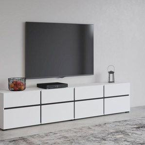 INOSIGN Lowboard Cross, moderne grifflose TV-Kommode,4 Klappen/4 Schubkästen, Breite 225 cm, TV-Schrank mit viel Stauraum, TV-Board
