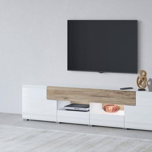INOSIGN Lowboard Toledo,Breite 209cm, trendige TV-Schrank mit dekorative Fräsungen, TV-Board ohne Beleuchtung, TV-Kommode mit viel Stauraum