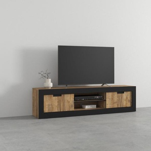 INOSIGN Lowboard Tudor, Breite 180 cm, moderne TV-Kommode mit 2 Schiebetüren, TV-Schrank mit viel Stauraum, TV-Board dekorative Rahmenoptik